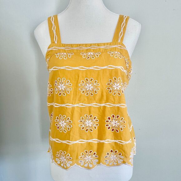 LOFT Floral Embroidered Square Neck Cami Tank Size XS/S (Orig. $55) 100% Cotton - Picture 1 of 7